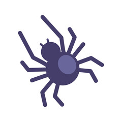 Halloween spider in flat design. Creepy and cute arachnid holiday mascot. Vector illustration isolated.