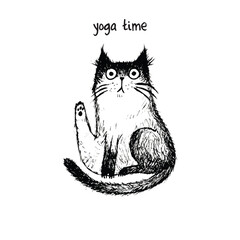 Vector illustration sketch of funny cat on white background