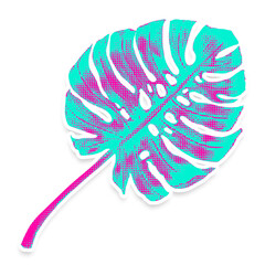 Monstera leaf pop art style design element sticker
