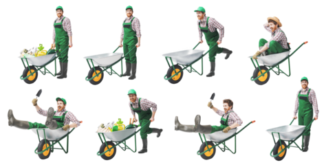 Confident gardener posing with a hoe