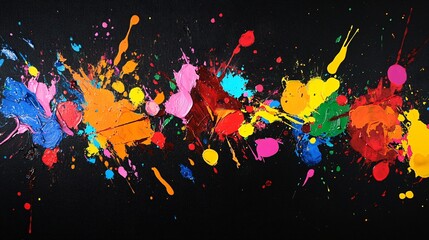 Abstract splashes of vibrant colors on a black background