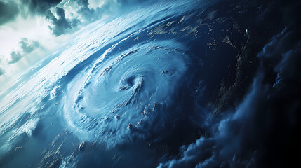 A hurricane seen from space approaching land. Tropical Storm. Illustration