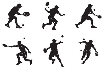 Black Pickleball Vector Silhouettes,