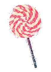 Glitter lollipop sticker with white border