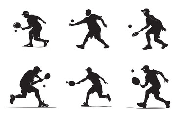 Black Pickleball Vector Silhouettes,