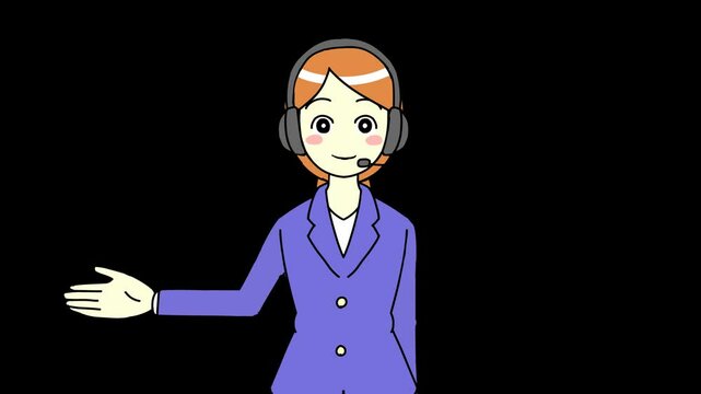 女性オペレーターのモーションアニメーション Live2D【右手を上げる・まばたき・口パク継続】