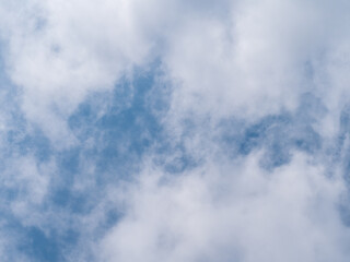 Processed collage of cloudy light blue sky texture. Background for banner, backdrop or texture for 3D mapping