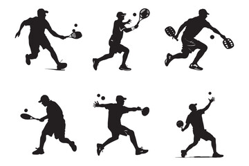 Black Pickleball Vector Silhouettes,