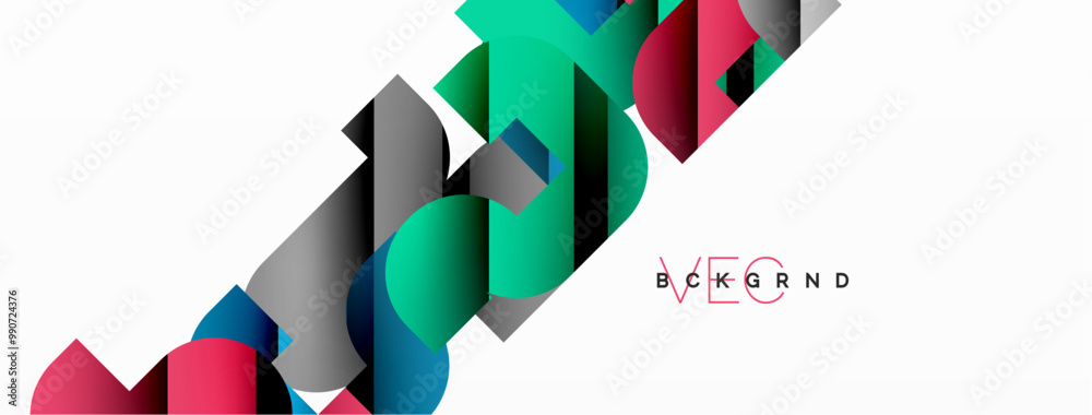 Aufkleber abstract background. colorful geometric curve shapes with black shadow lines effects