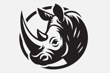 Rhino head  icon vector silhouette.