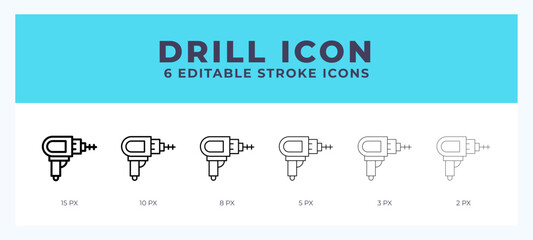 Drill editable line icon. Vector illustration with different stroke.