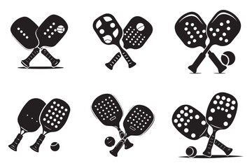 Pickleball Paddle Set with Ball Silhouette Art,