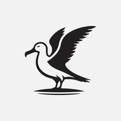 Albatross bird black silhouette vector Design.
