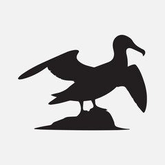 Albatross bird black silhouette vector Design.