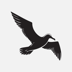 Albatross bird black silhouette vector Design.