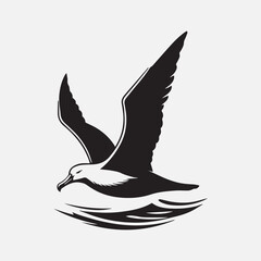 Albatross bird black silhouette vector Design.