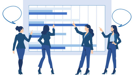 経営戦略を考えるビジネスウーマンのイラスト