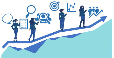 未来に向かって一直線の女性実業家のイラスト	
