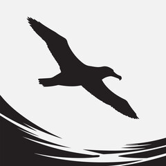 Albatross bird black silhouette vector Design.