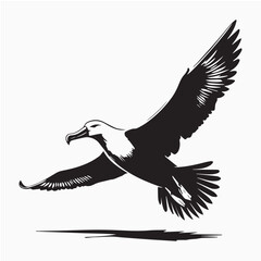 Albatross bird black silhouette vector Design.