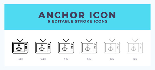 Anchor icon symbol. Isolated. Vector illustration with editable stroke.