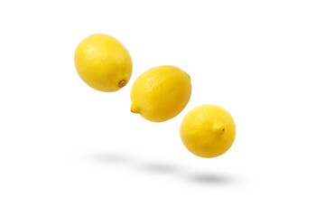 Lemon movement with shadow isolated on white background.
