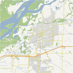 Map of Chilliwack in Canada in a normal road map style. Contains layered vector with roads water, parks, etc.