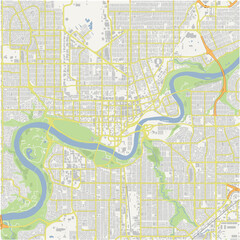 Fototapeta premium Map of Edmonton center in Canada in a normal road map style. Contains layered vector with roads water, parks, etc.