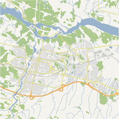 Map of Jonquiere in Canada in a normal road map style. Contains layered vector with roads water, parks, etc.