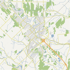 Map of Joliette in Canada in a normal road map style. Contains layered vector with roads water, parks, etc.