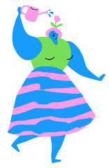 Png green avatar woman with self-growth campaign illustration