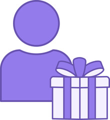Gift Color Icon. Vector Icon. Man Holding Gift Box. Holiday Concept