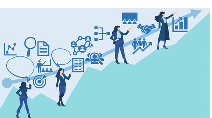 未来に向かって一直線の女性実業家のイラスト