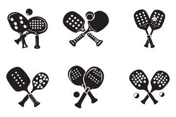Pickleball Paddle Set with Ball Silhouette Art,