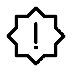 Seal exclamation icon in black, outline style and background transparent