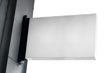 Signboard transparent mockup png on a wall