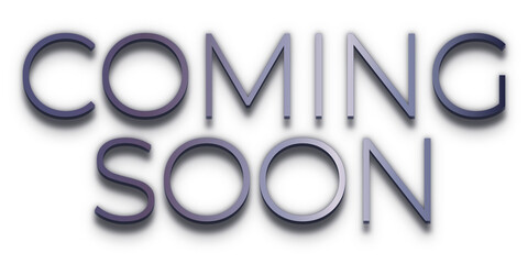 Coming soon png word sticker in metallic text style