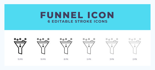 Filter funnel icon vector illustration. With editable stroke for web. App and more.