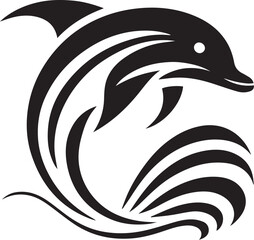 Dolphin Black And White Vector Template 