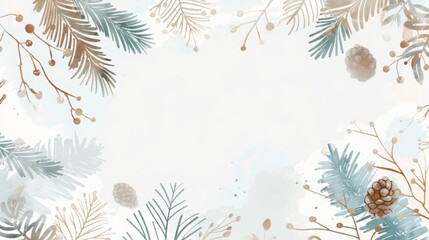 Naklejka premium Elegant Minimalist Watercolor Winter Background with Light Blue and Gray Palette,perfect for Christmas and seasonal designs, holiday cards, and winter-themed marketing materials. 
