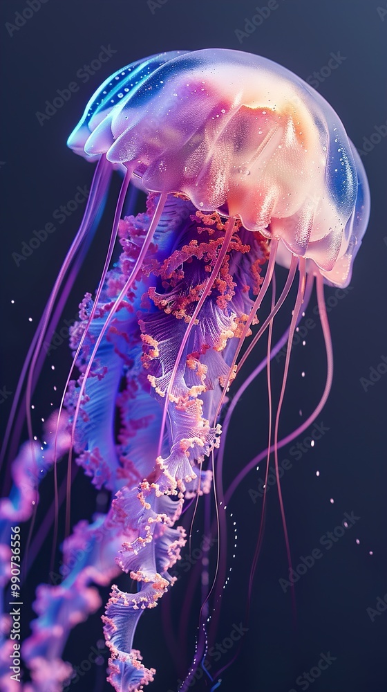 Canvas Prints Stunning Close-Up of a Bioluminescent Jellyfish