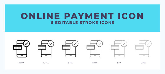 Online payment icon illustration vector with editable stroke.