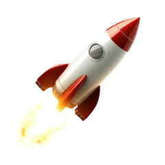 3d rocket launch colorful isolated on white background