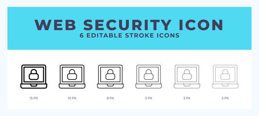 Web security icon vector for web. And mobile app. Editable stroke outline icon.