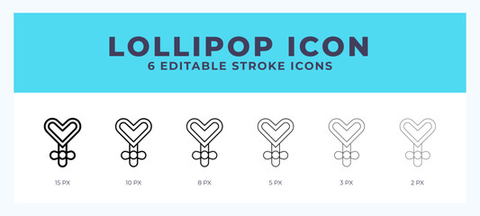 Lollipop icon symbol. Outline. Lineal icon with editable stroke.