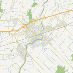 Map of Saint-Hyacinthe in Canada in a normal road map style. Contains layered vector with roads water, parks, etc.