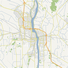 Map of Saint-Jean-sur-Richelieu in Canada in a normal road map style. Contains layered vector with roads water, parks, etc.