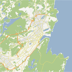 Map of St. John in Canada in a normal road map style. Contains layered vector with roads water, parks, etc.