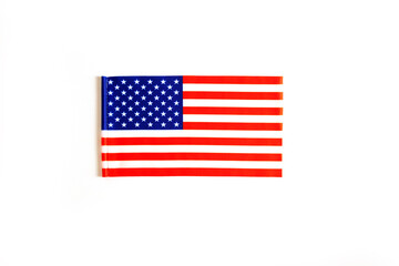 US flag on white background, American flag.