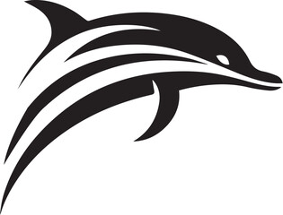Dolphin Black And White Vector Template 